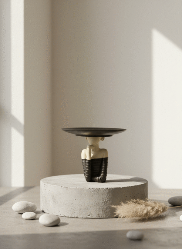 Modern Lady Face Statue with Tray | Decorative Resin Woman Figurine Showpiece for Living Room, Bedroom & Office Table Décor | Jewelry, Keys & Candy Holder